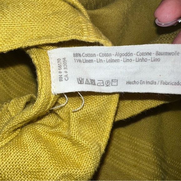 Free People Linen Crop Top Flutter Sleeves Tie Waist Women Small Yellow Boho B1 - Picture 5 of 8